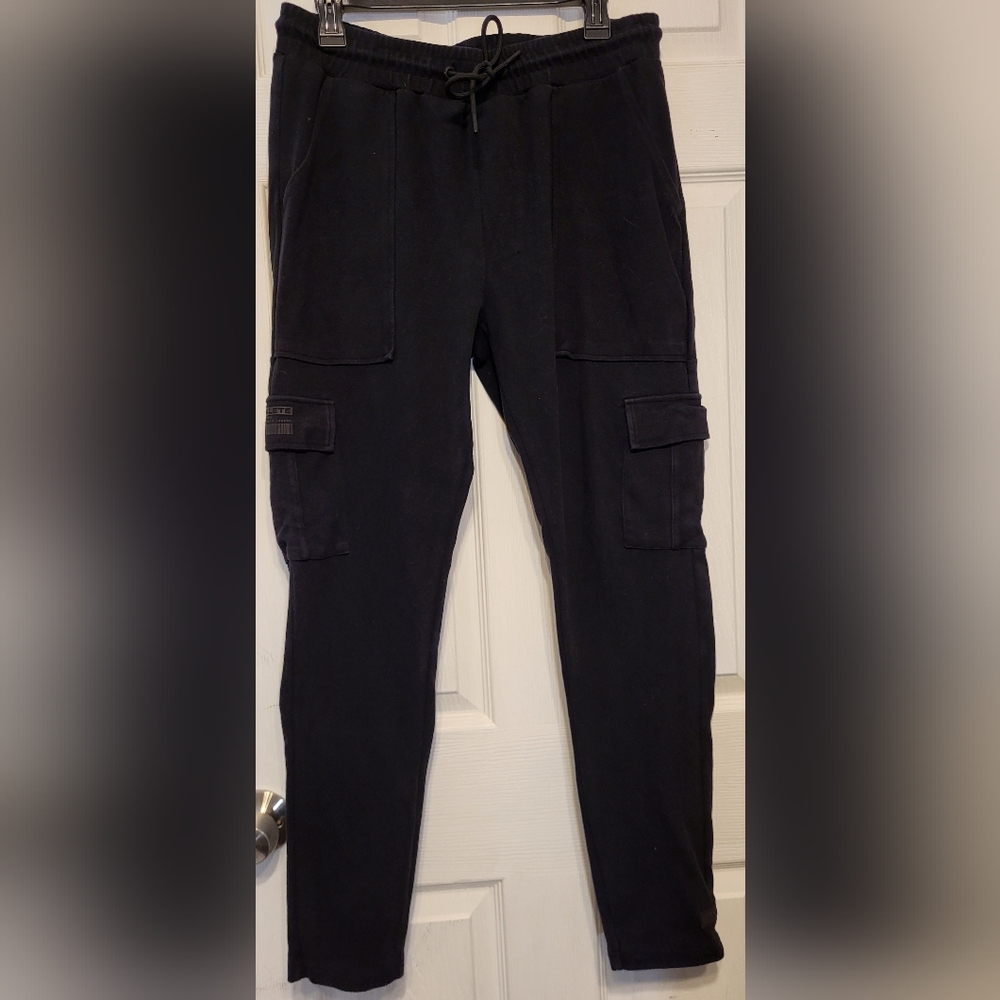 Alphalete Jogger Pants Women's Large Black Pockets Drawstring Cotton Athleisure